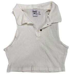 Princess Polly white ribbed collared crop tank‎ top in a size small